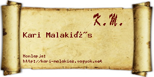Kari Malakiás névjegykártya